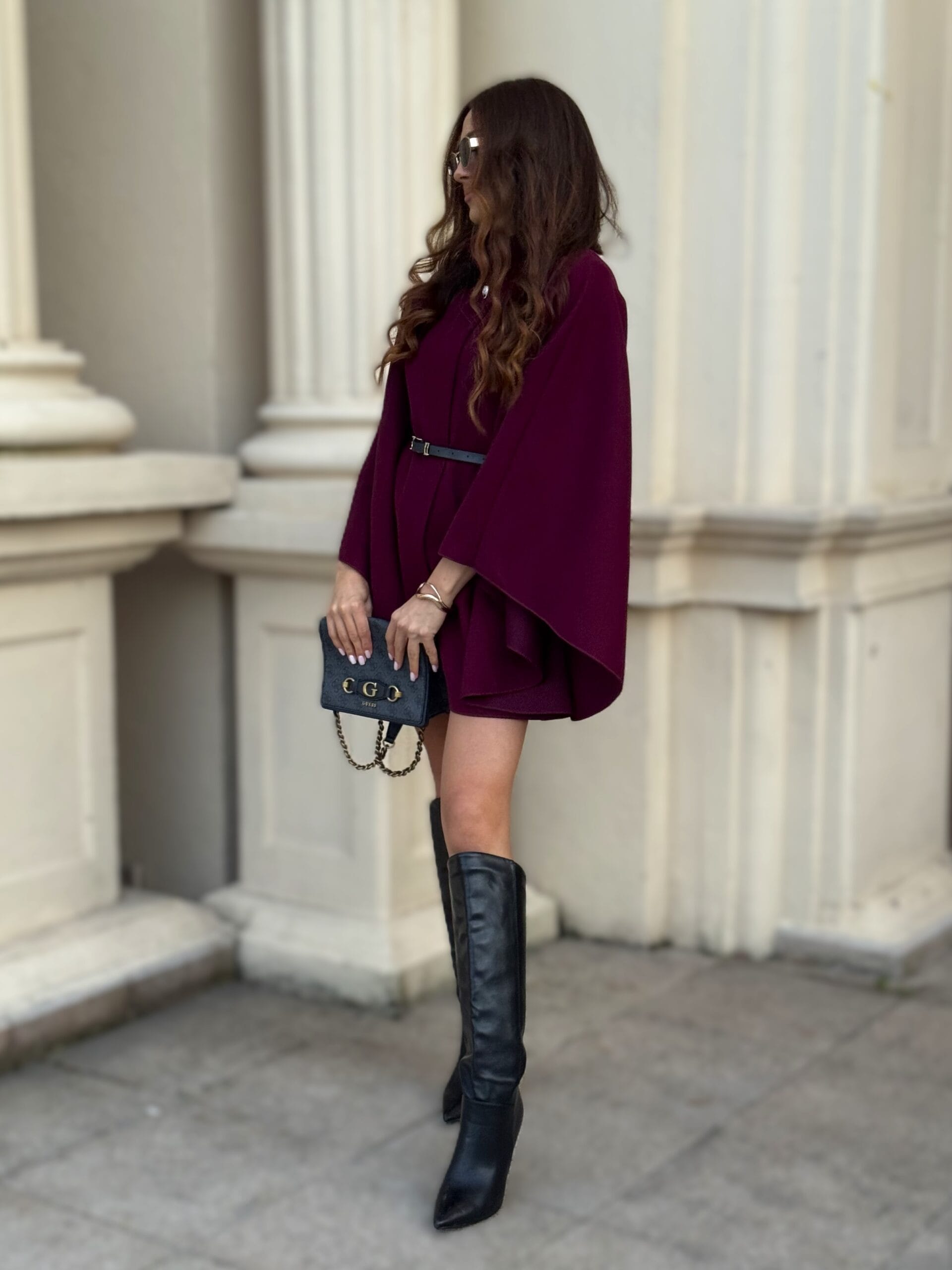 BURGUNDY VIRAL CAPE COAT - płaszcz burgundowy - obrazek 3