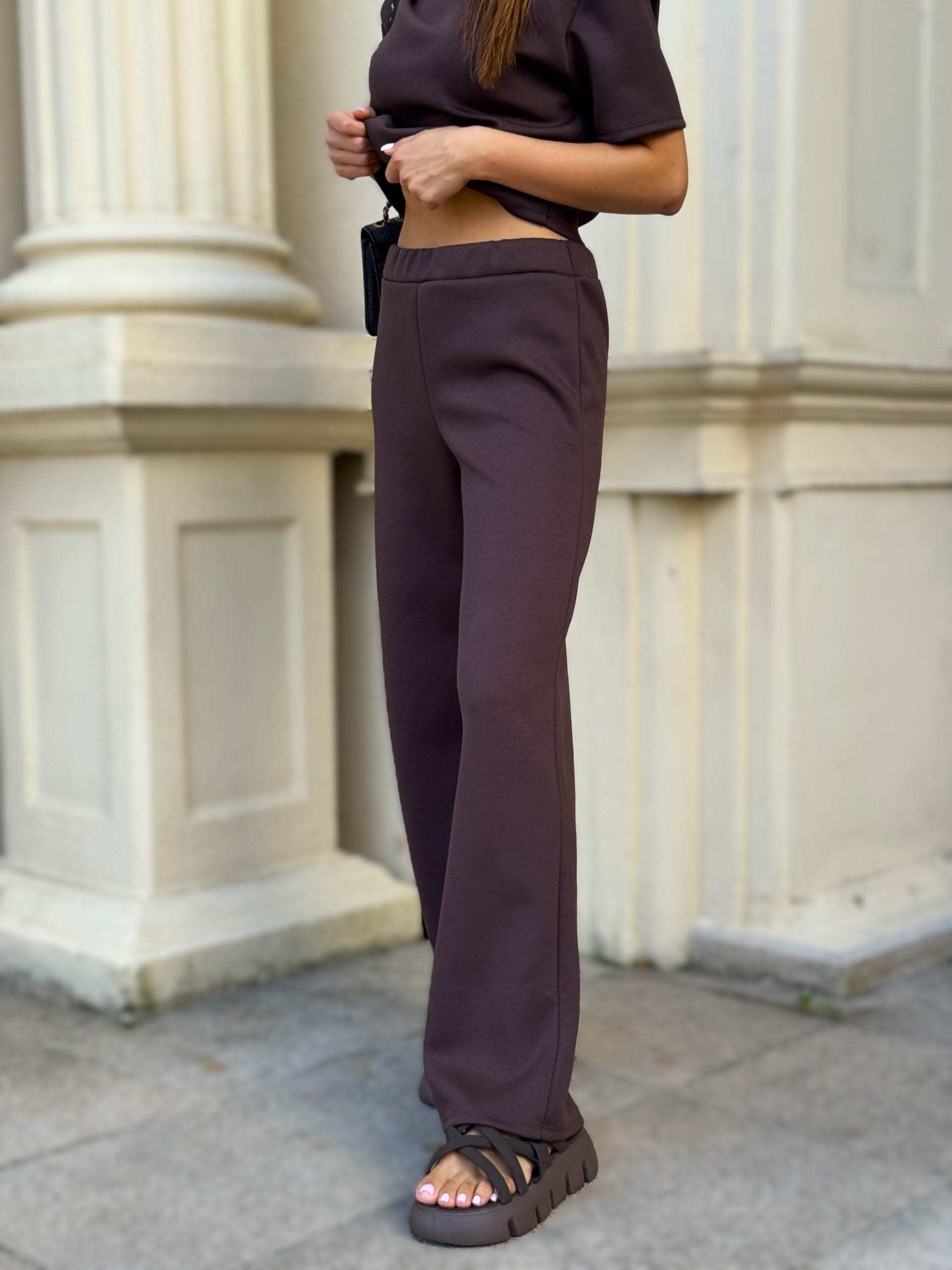 MOCHA TOUCH - komplet brązowy bluzka i spodnie - obrazek 3