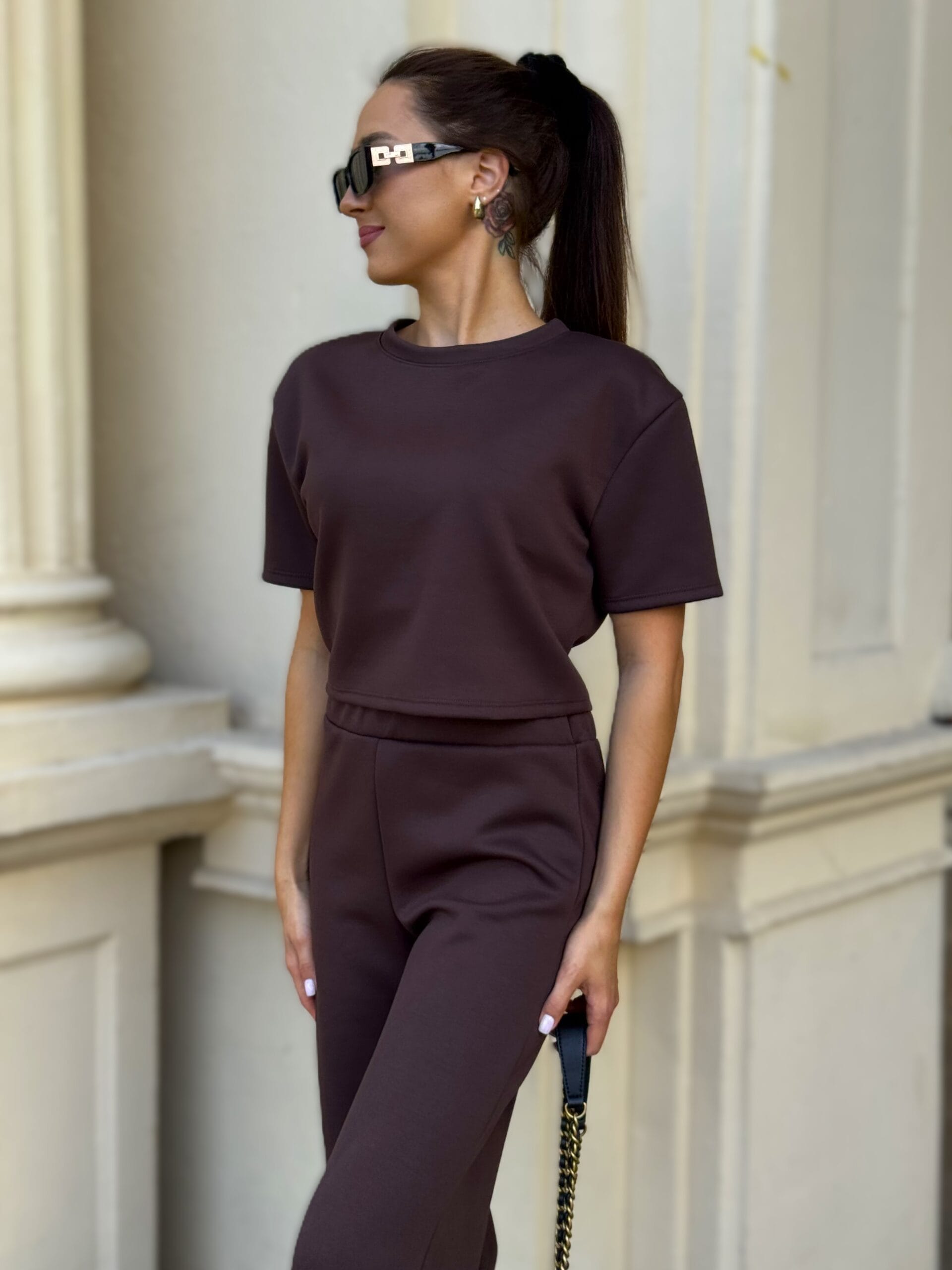 MOCHA TOUCH - komplet brązowy bluzka i spodnie - obrazek 5