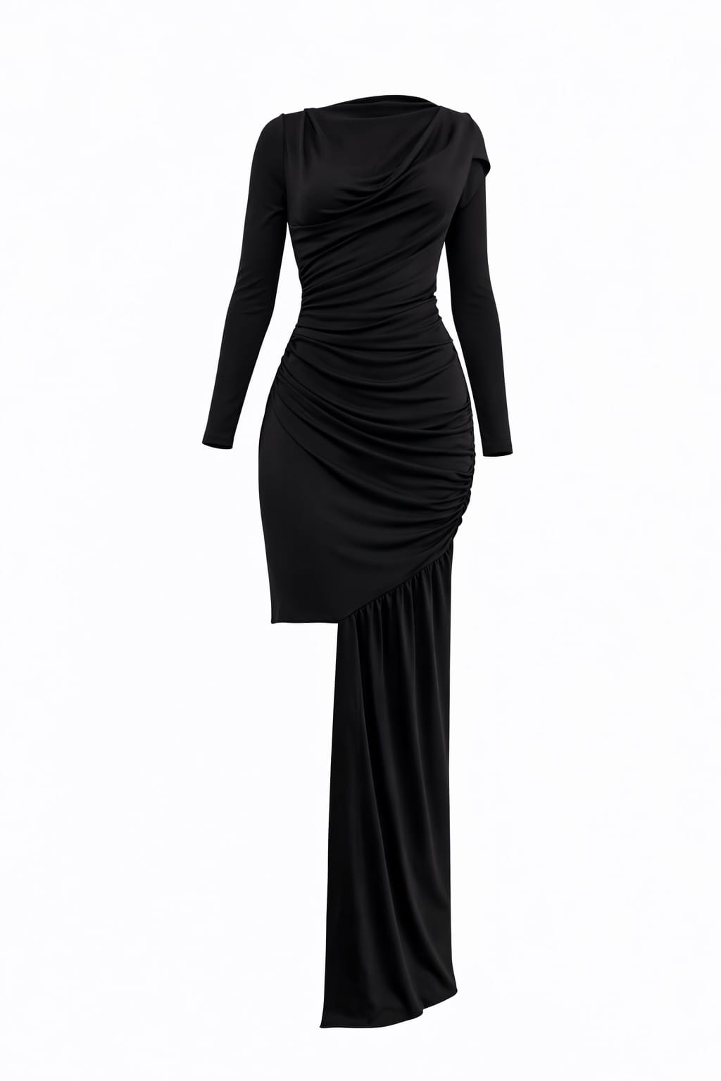 BLACK SCULPT DRESS - sukienka maxi - obrazek 2