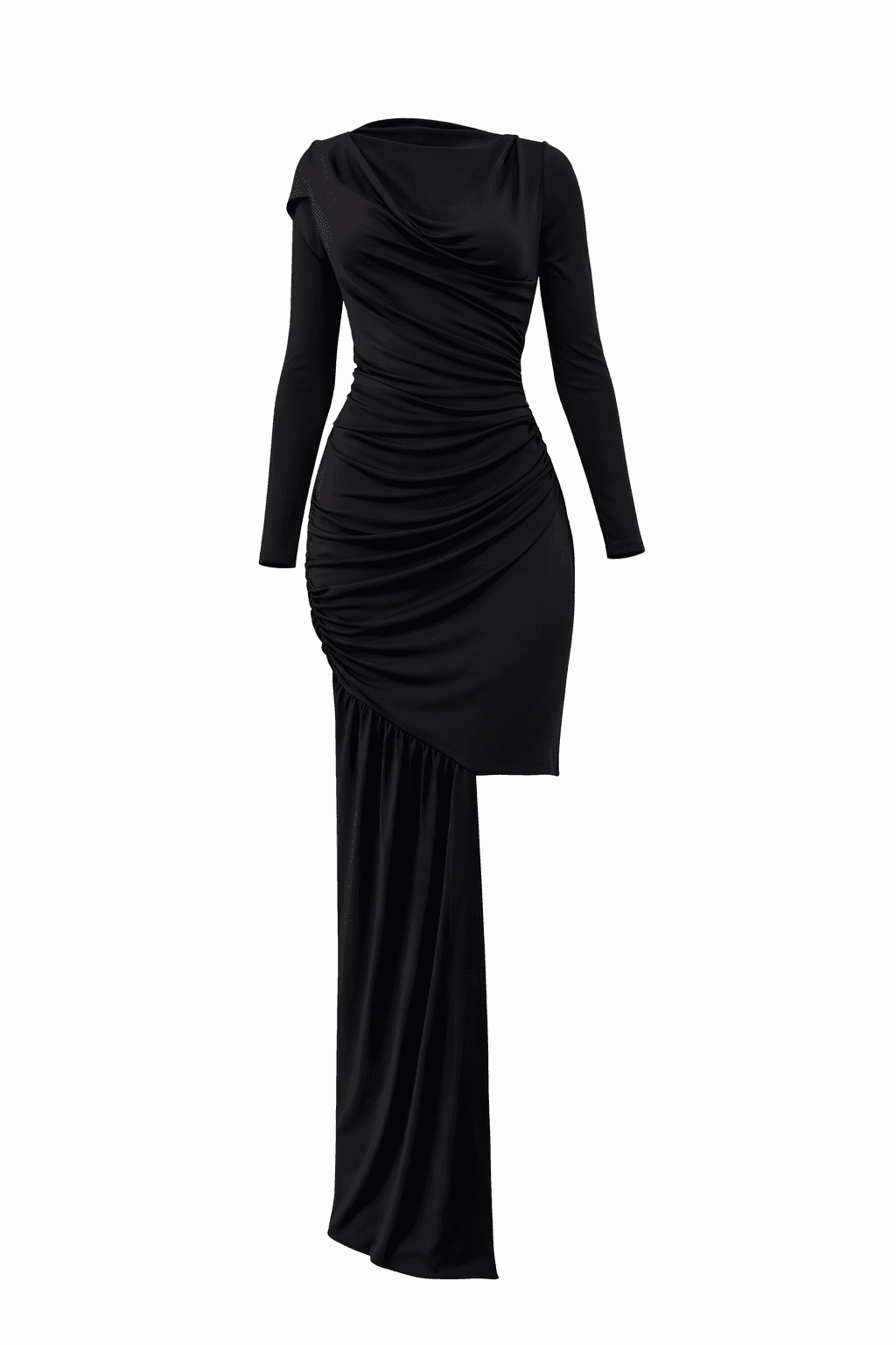 BLACK SCULPT DRESS - sukienka maxi - obrazek 3
