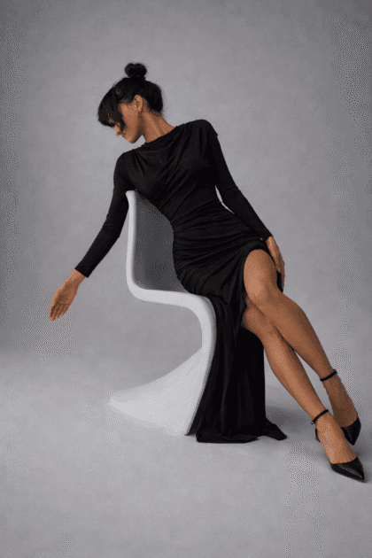 BLACK SCULPT DRESS - sukienka maxi