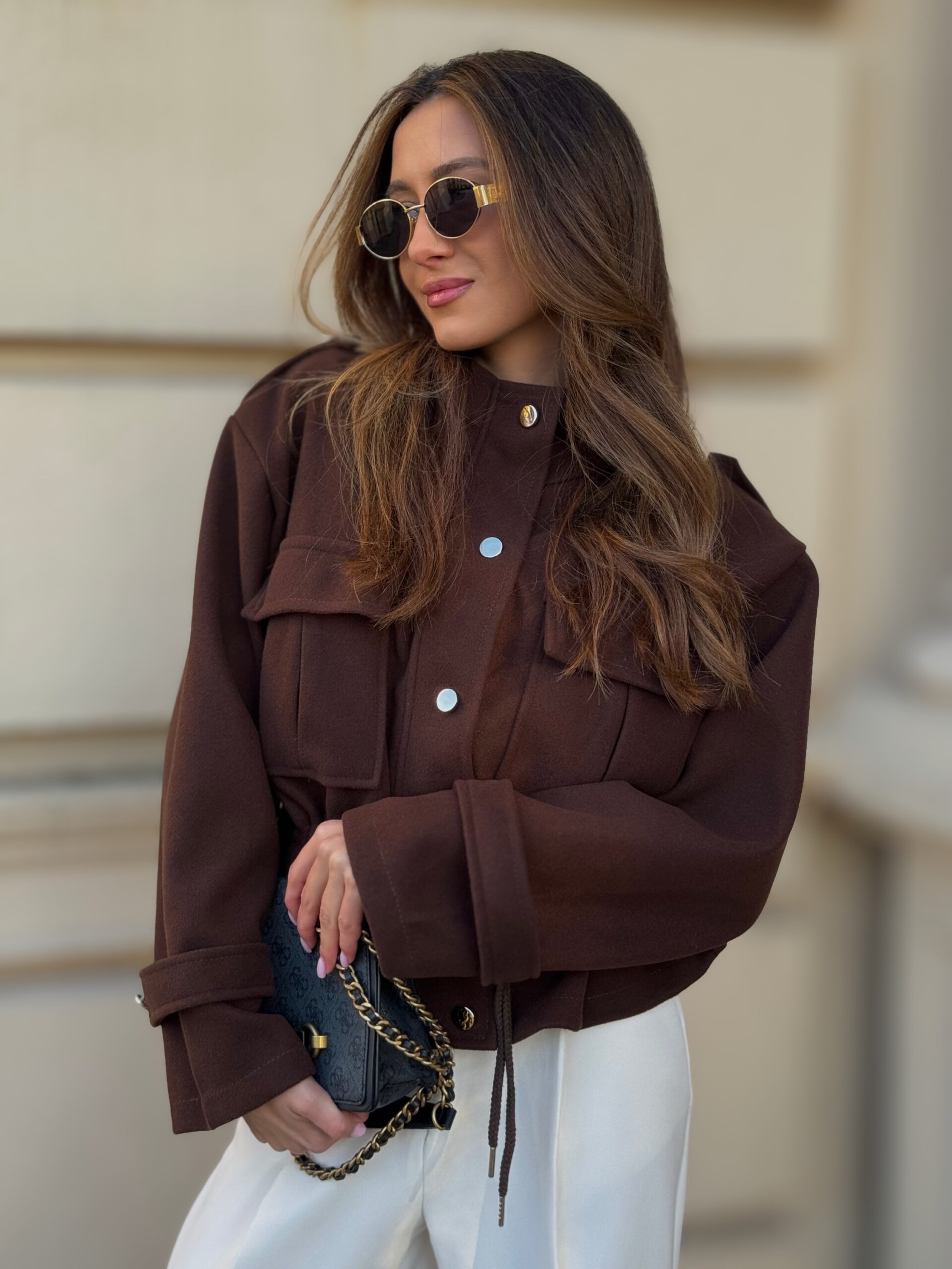 BROWN CITY JACKET - kurtka a`la flauszowa - obrazek 3