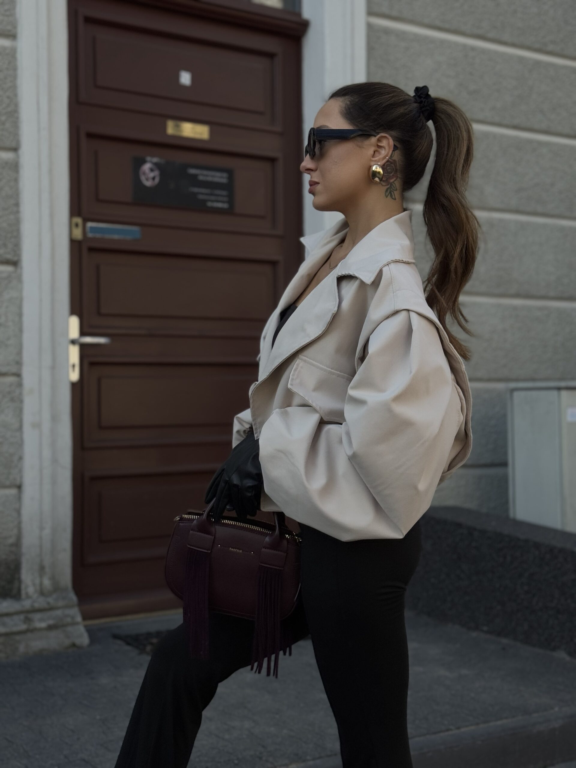 CROPPED TRENCH JACKET - kurtka trencz