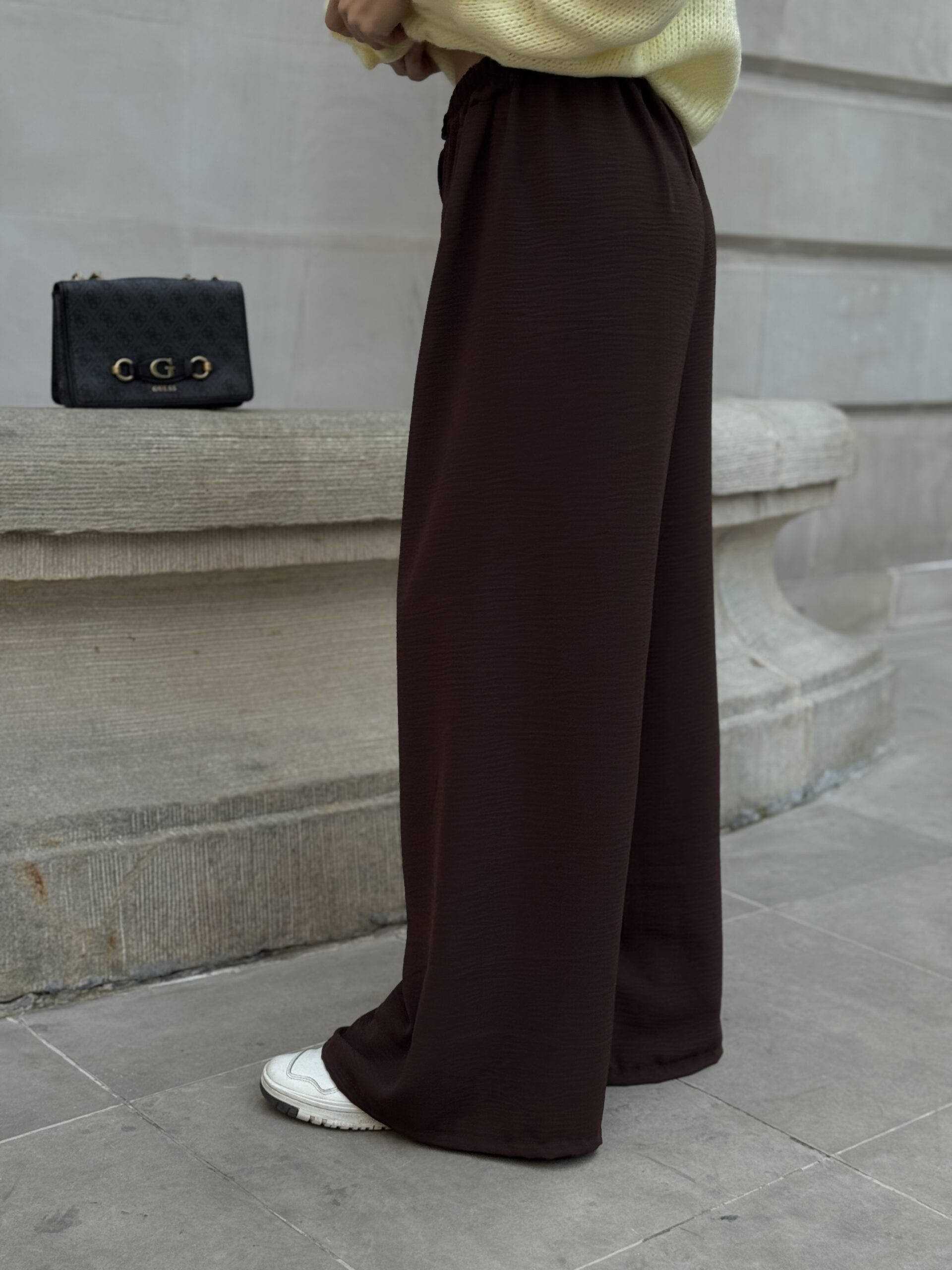 COMFY PANTS - brązowe szerokie spodnie - obrazek 2