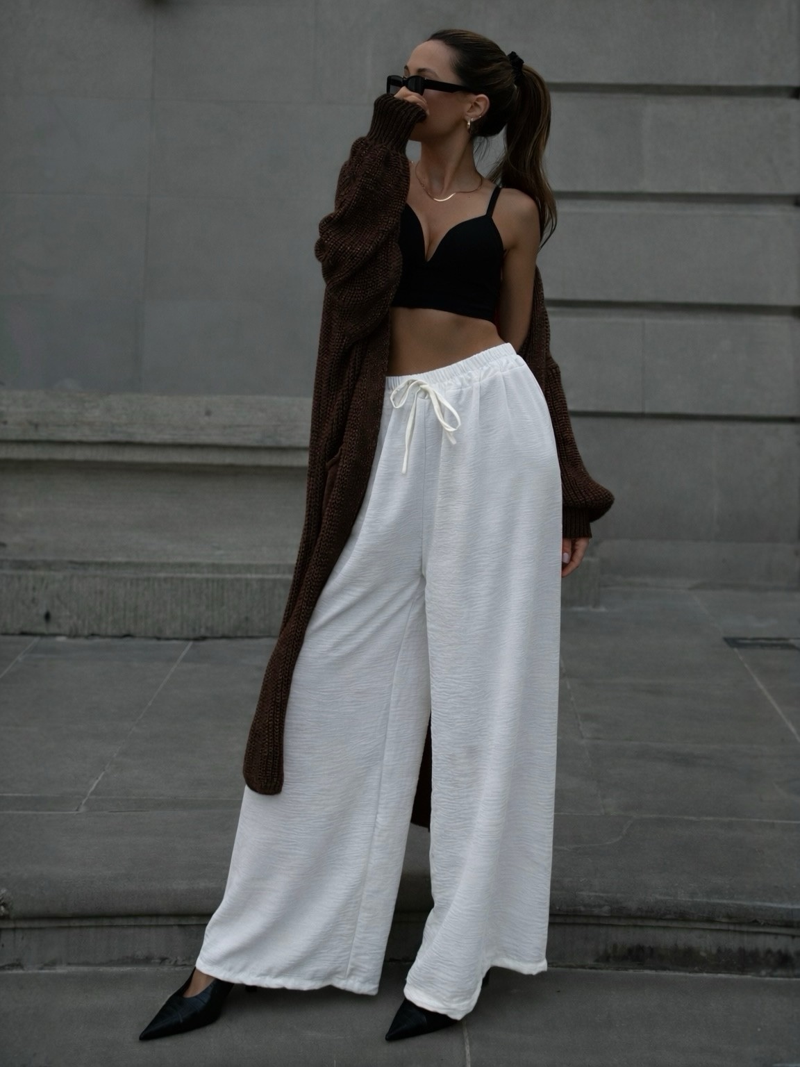 BROWN CARDIGAN - brązowy kardigan - obrazek 2