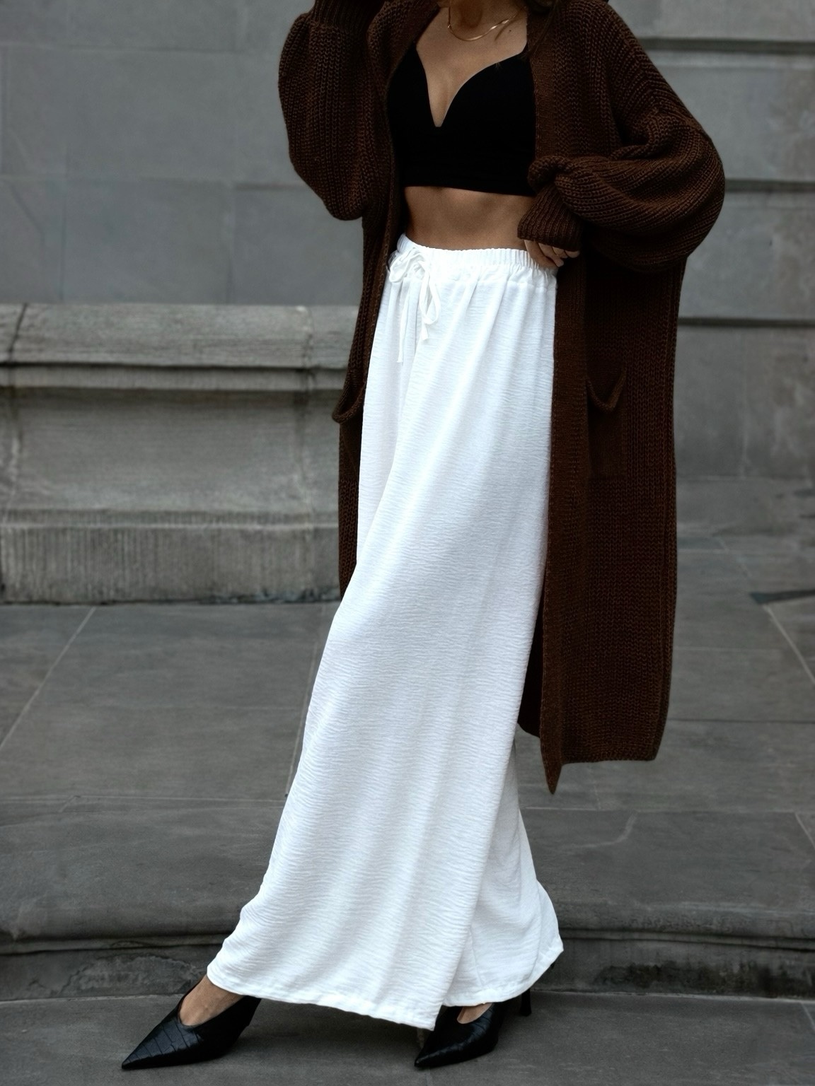 BROWN CARDIGAN - brązowy kardigan